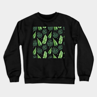 Watercolor Deep Green Palm Leaves Crewneck Sweatshirt